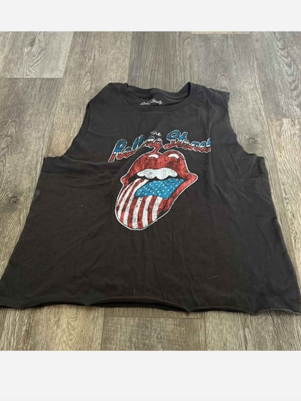 the Rolling Stones | Muscle Tank with American Flaflg Tongue Graphic